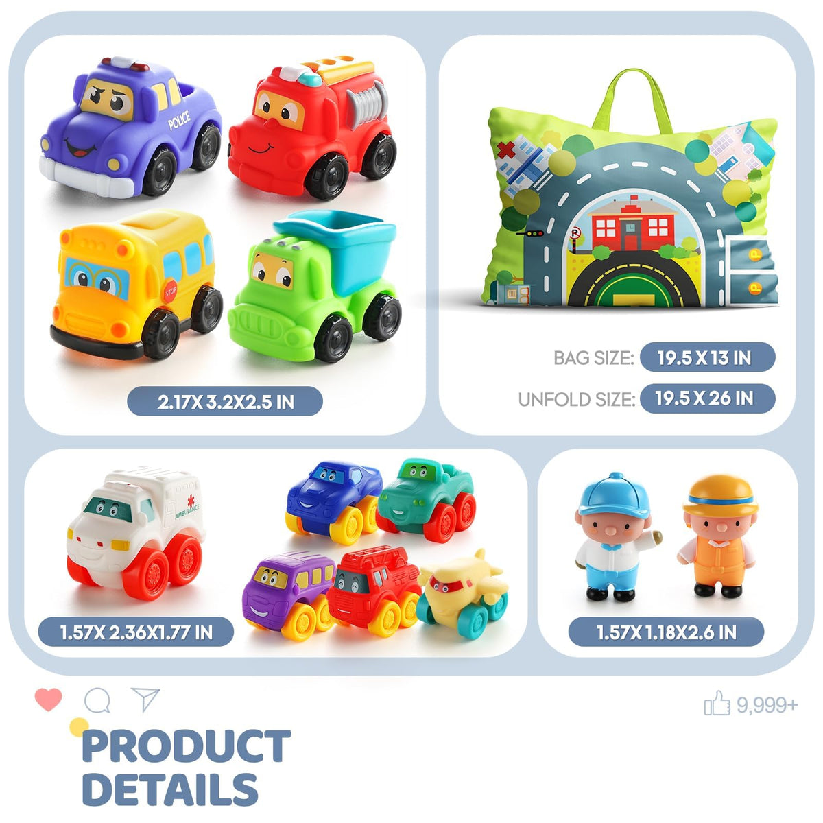 Bessome small blue toy car supports color recognition during play