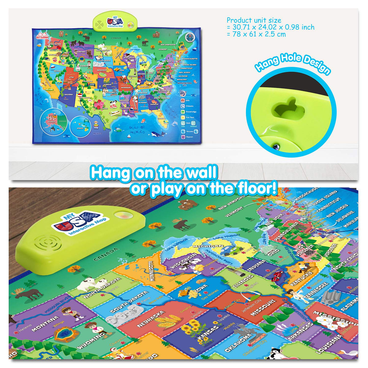 BEST LEARNING i-Poster My USA durable, rounded-edge design keeps kids safe.