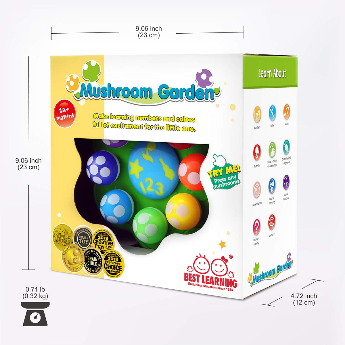 Best Learning Mushroom Garden awards logos reflect trusted educational design.