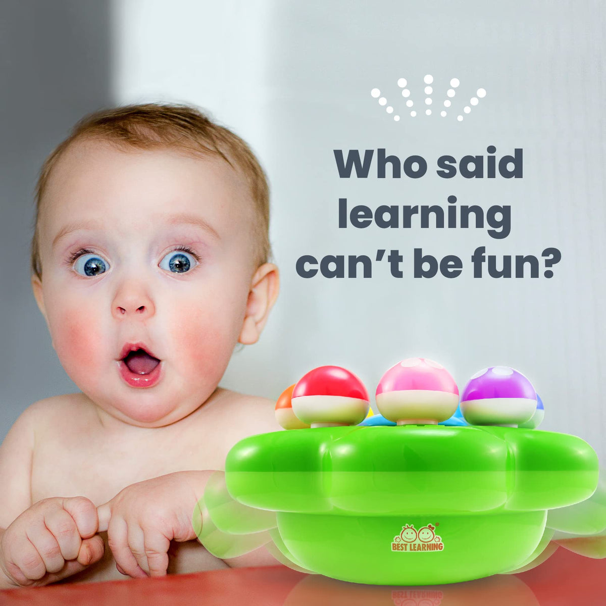Best Learning Mushroom Garden color buttons promote counting and color naming.