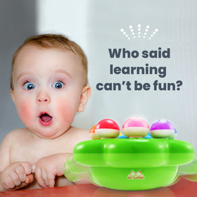 Best Learning Mushroom Garden color buttons promote counting and color naming.