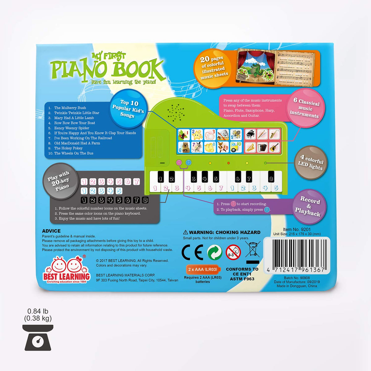 BEST LEARNING My First Piano Book makes a thoughtful birthday gift for music-loving toddlers.
