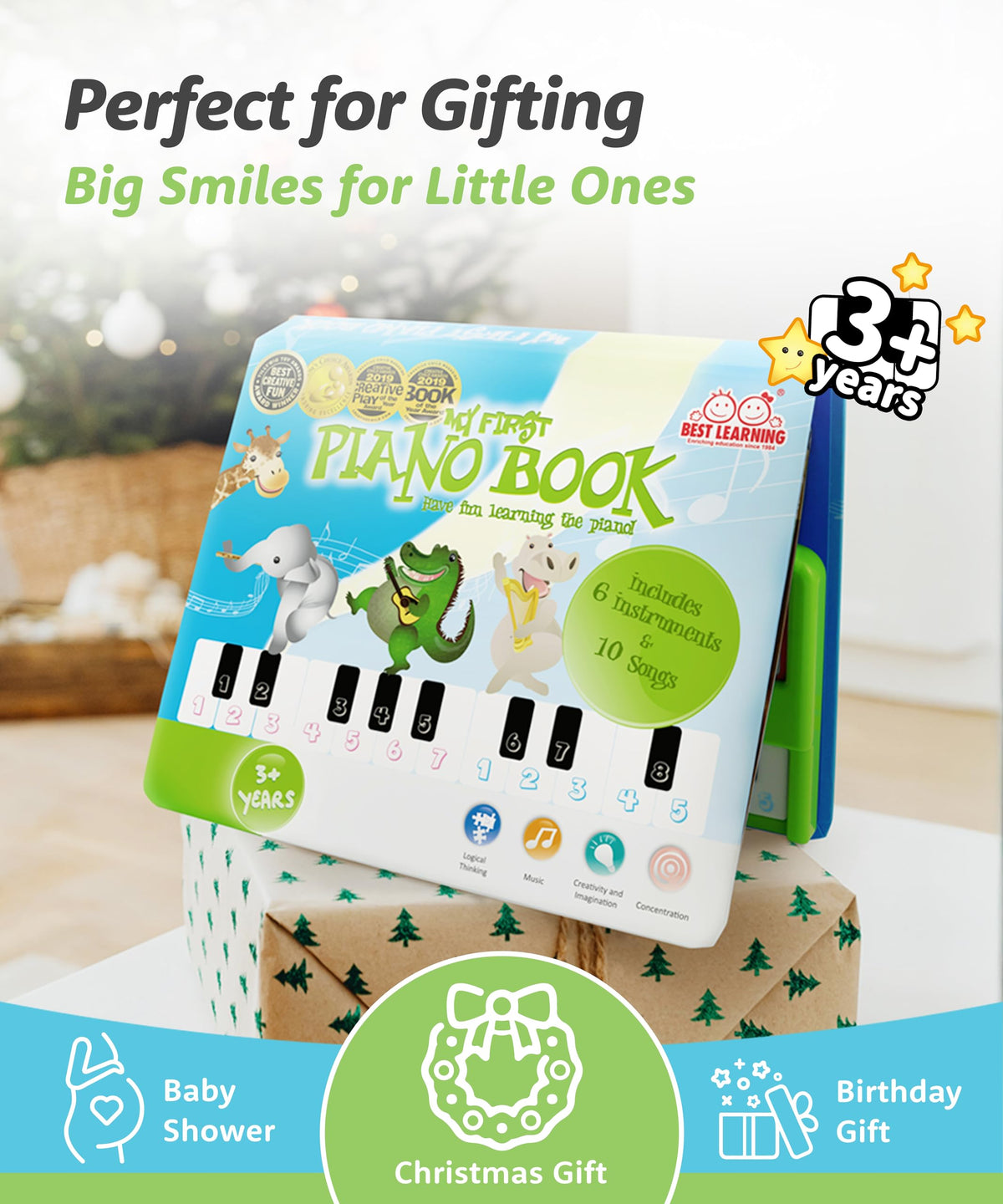 BEST LEARNING My First Piano Book opened pages display color-coded keys for easy learning.