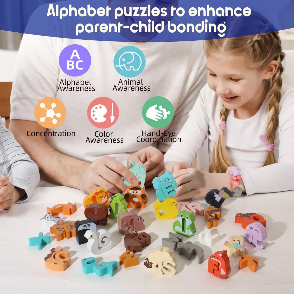 Bestamtoy alphabet puzzle animals promotes letter recognition with bright, engaging animal designs.