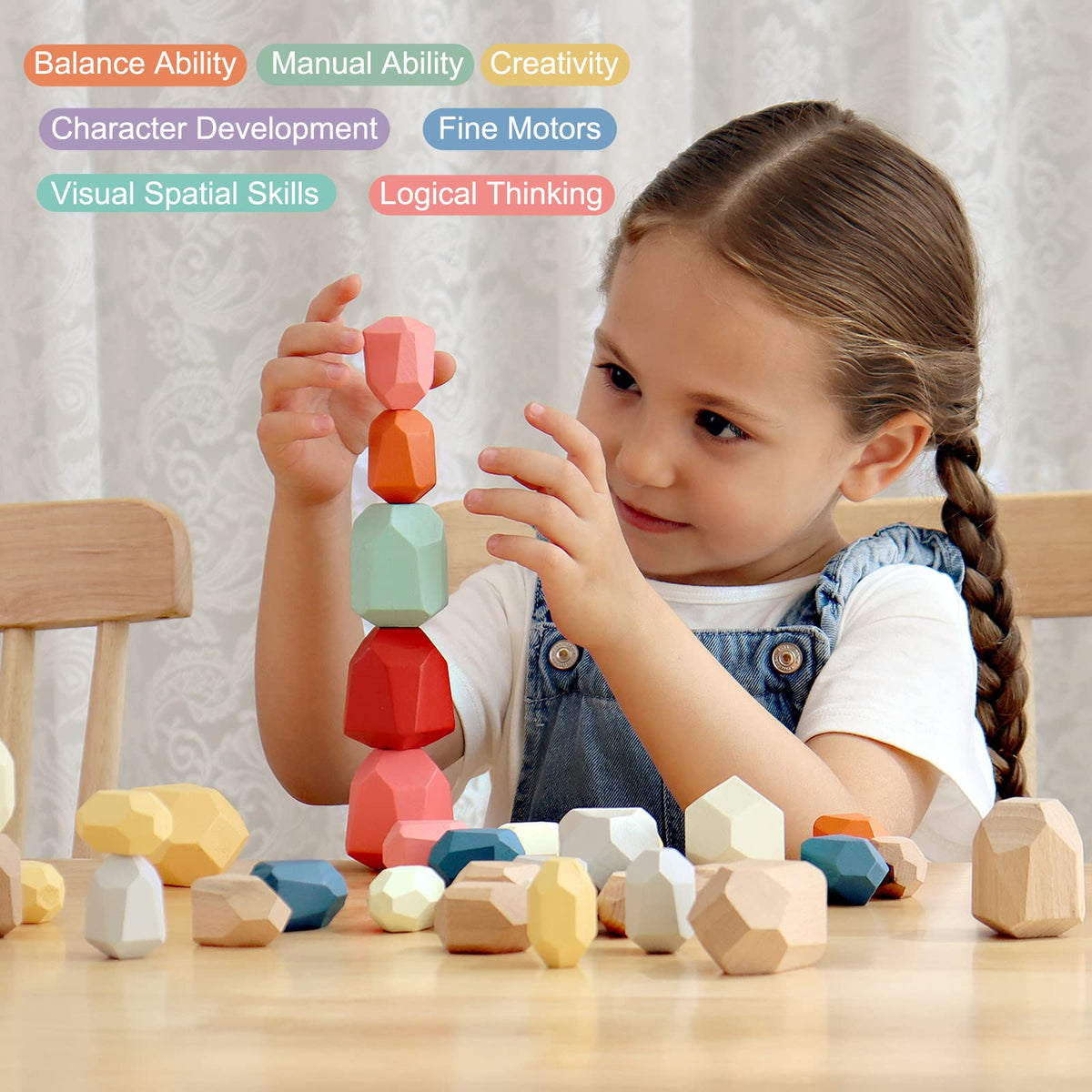 BESTAMTOY colorful blocks closeup shows eco-friendly finish and smooth, safe surfaces