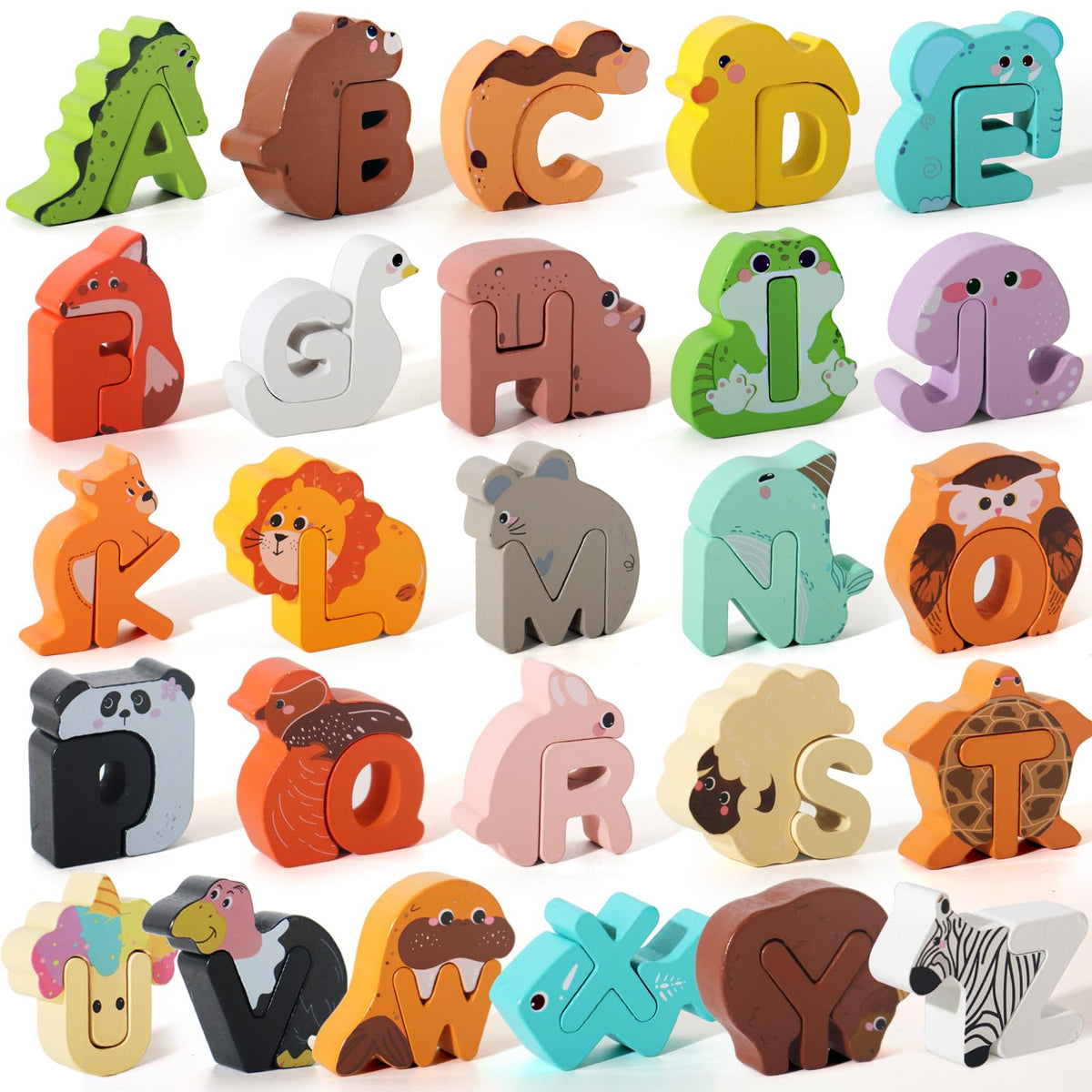 Bestamtoy letters animal blocks aid early letter recognition through colorful animal shapes.