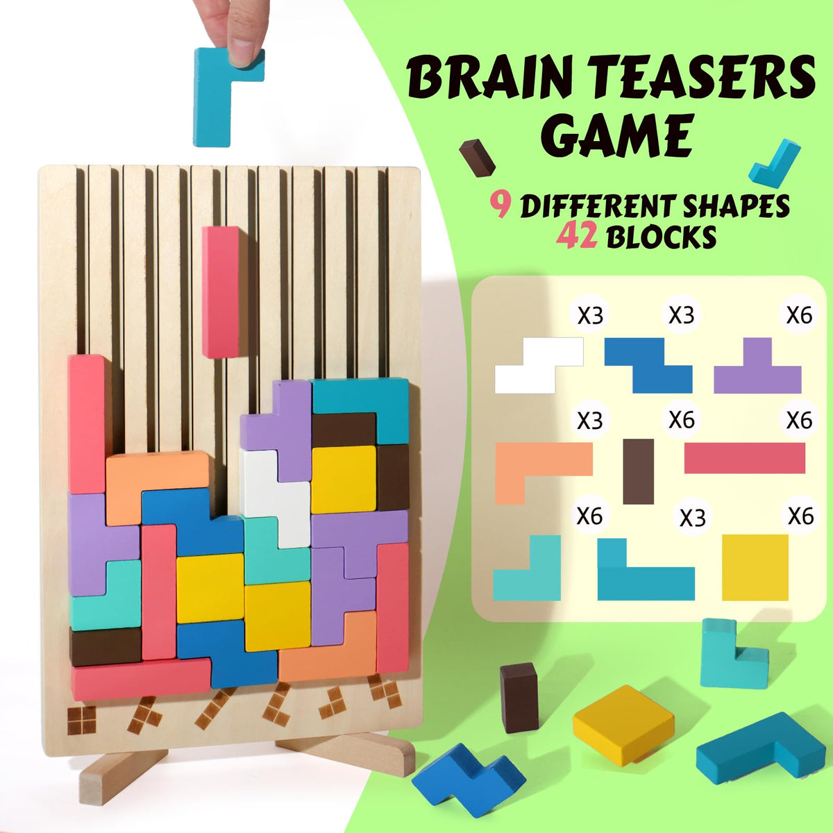 BESTAMTOY tangram brain teaser engages problem solving with changing shapes and patterns