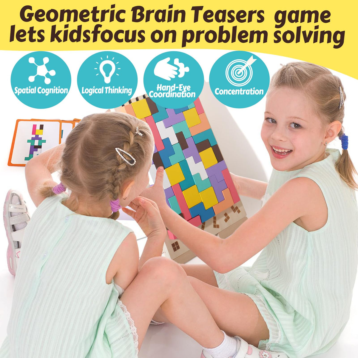 BESTAMTOY wooden blocks encourage geometric thinking and eye-hand coordination