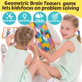 BESTAMTOY wooden blocks encourage geometric thinking and eye-hand coordination