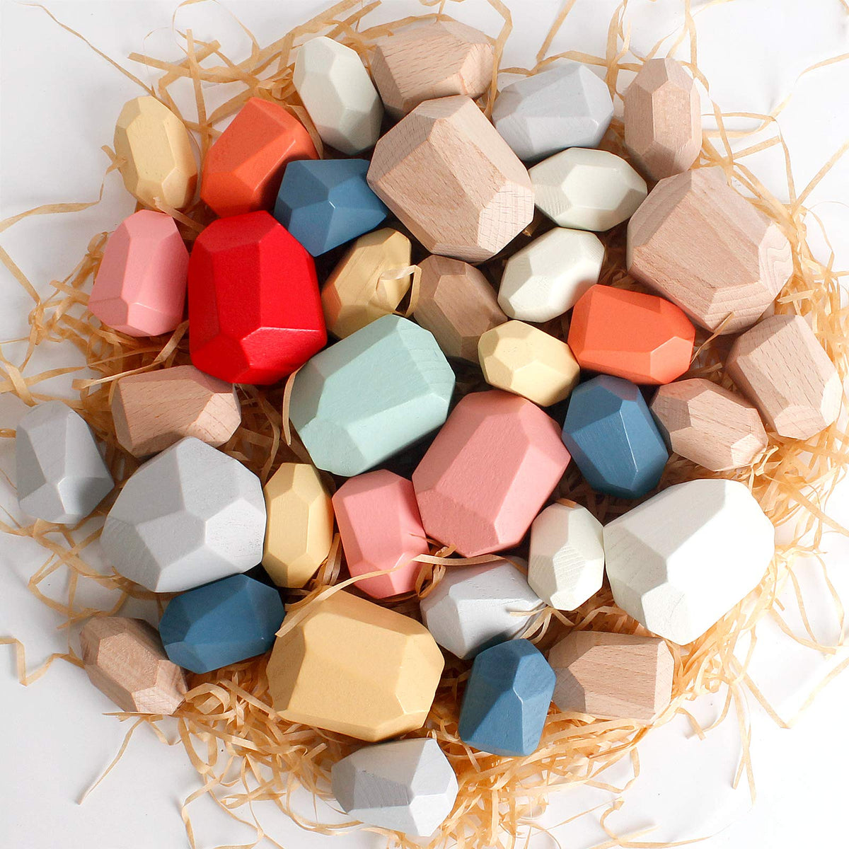 BESTAMTOY wooden stones balance closeup demonstrates precision stacking and concentration