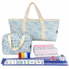 Bestcool Mahjong tile set with floral pink bag for stylish travel and storage