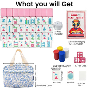Bestcool Mahjong tiles pink closeup with bright engravings for quick reads