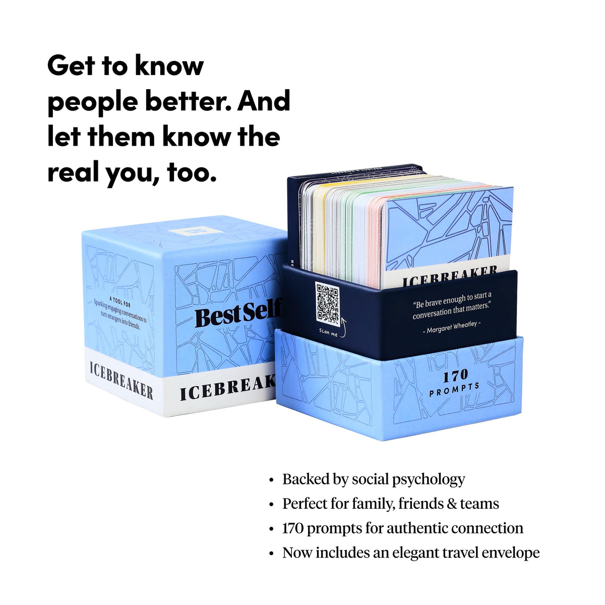 BestSelf Icebreaker Deck premium cards with a matte finish for durable game nights.