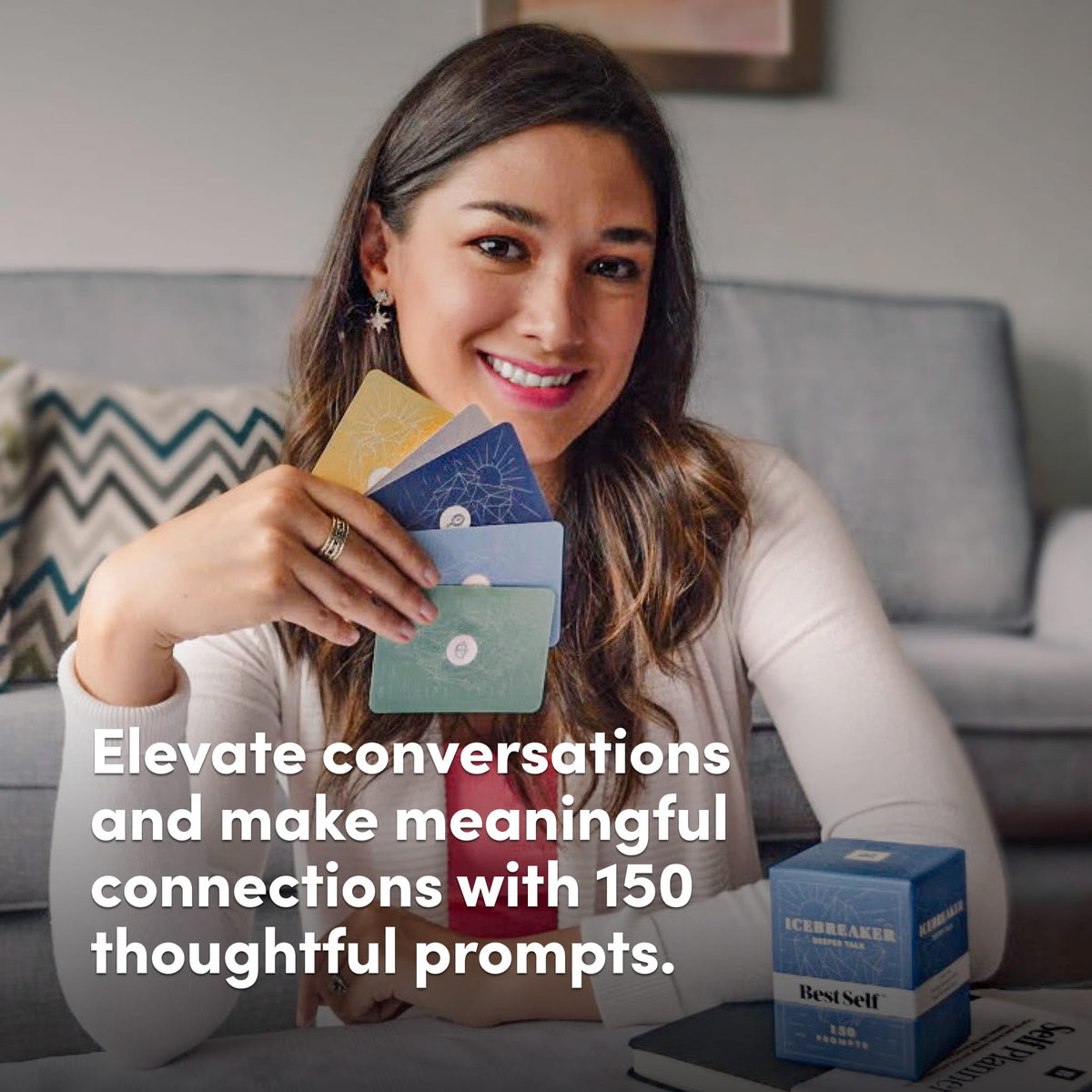 BestSelf Co. Icebreaker Deeper Talk Deck family gathering prompts for meaningful chats.