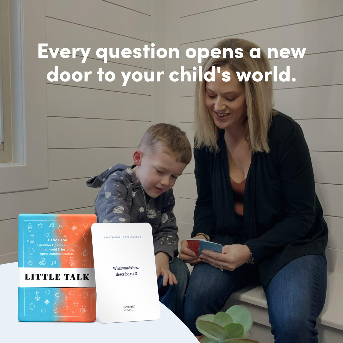 BestSelf Little Talk Deck ages-4-12 image communicates versatile conversation prompts.