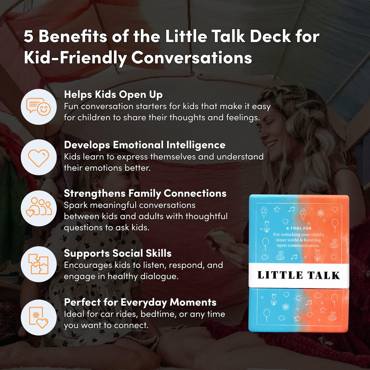 BestSelf Little Talk Deck family game-night image promotes inclusive, engaging discussions.
