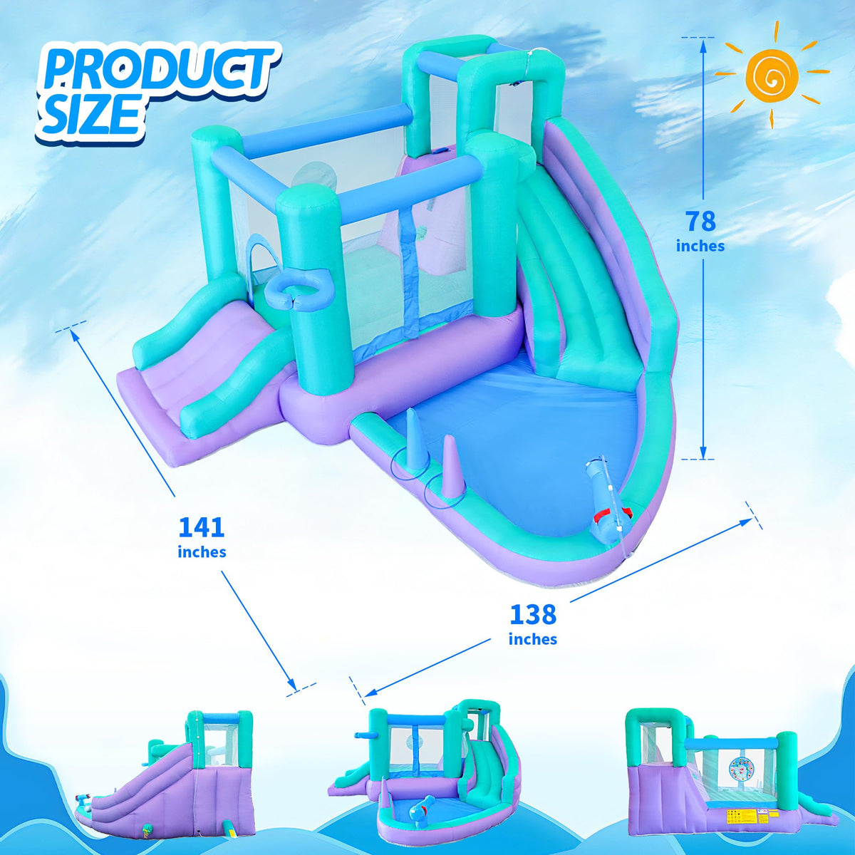 Bestsun splash pool and slide combo for cooling on hot days