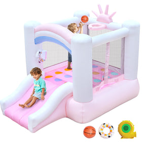 Bestsun inflatable bounce house with slide offers safe outdoor fun for kids.