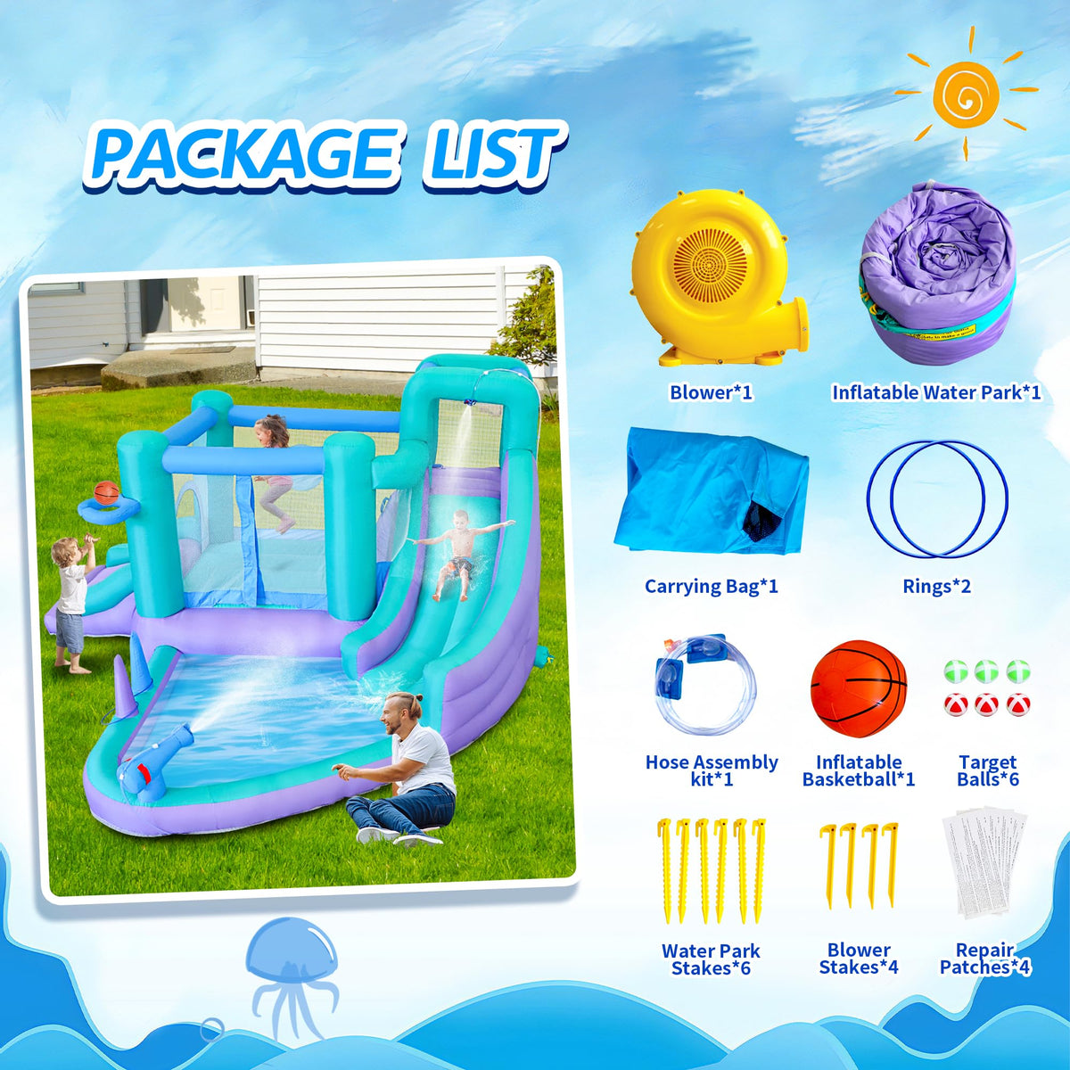 Bestsun blower-powered setup inflates quickly for instant fun