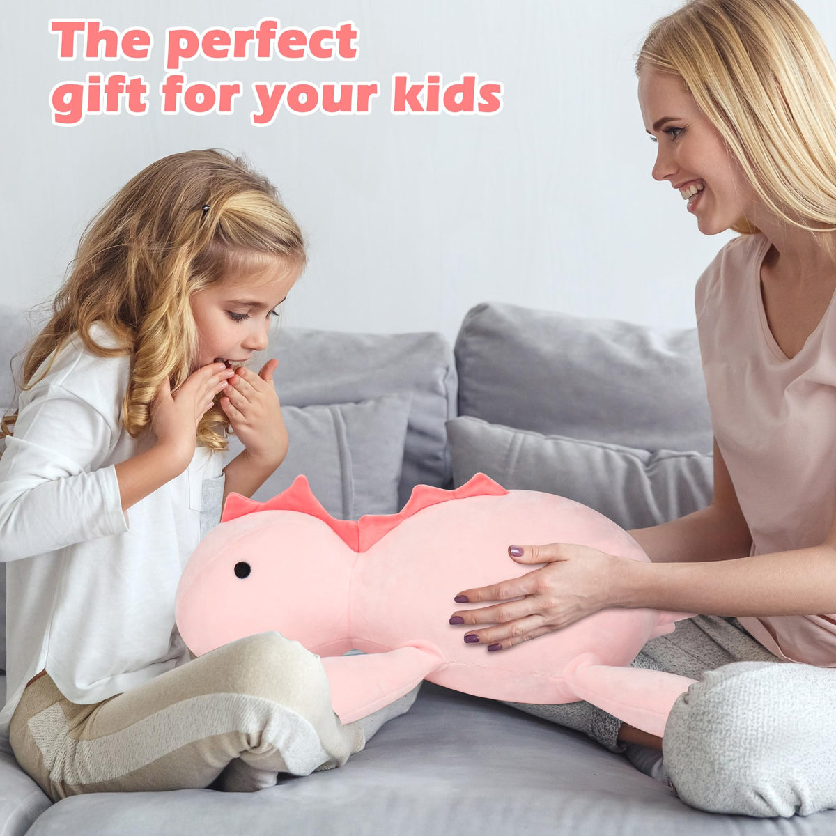 BestVive weighted dinosaur plush showing soft fabric and bead detail.