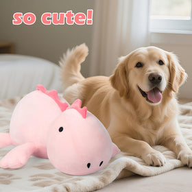 BestVive pink weighted dinosaur plush, close-up of soft fabric and weight.