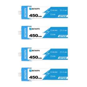 BETAFPV BT2.0 450mAh 1S battery front view for stable micro drone power