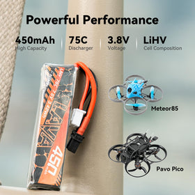 75C discharge enables strong bursts for FPV racing.