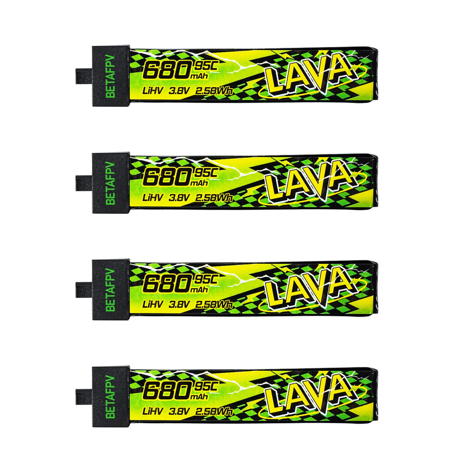 BETAFPV Lava II 1S 680mAh battery compact for micro drones with stable power.
