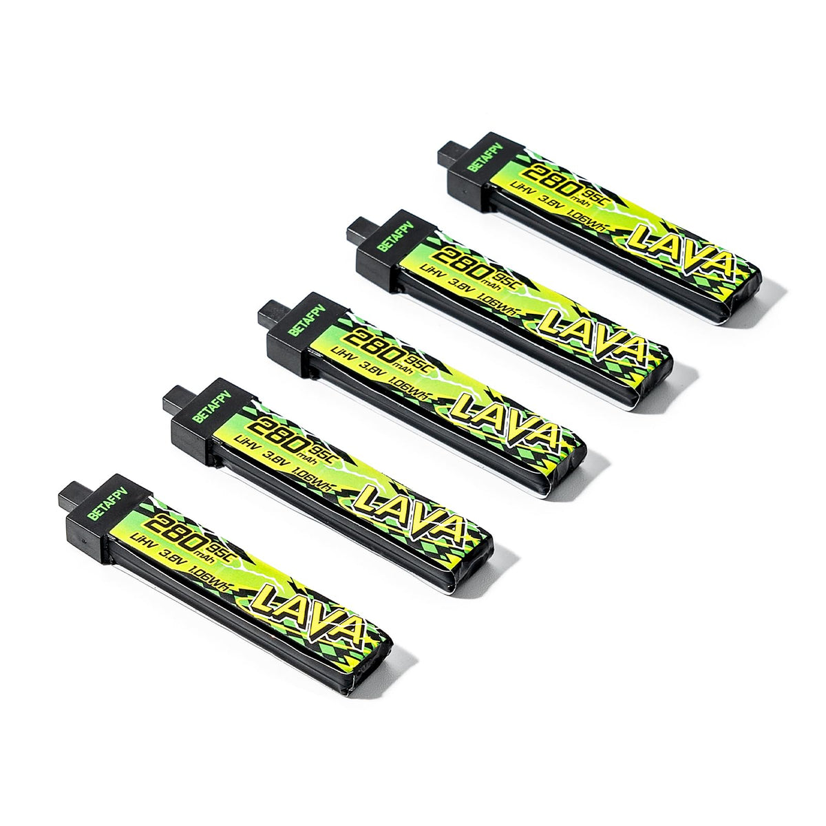 BETAFPV LAVA II 1S 280mAh battery front view for quick access and handling.