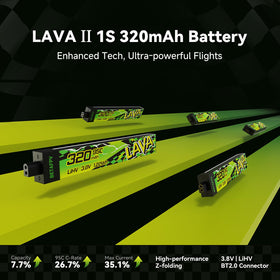 Side view of Betafpv Lava II 320mAh battery showing slim profile
