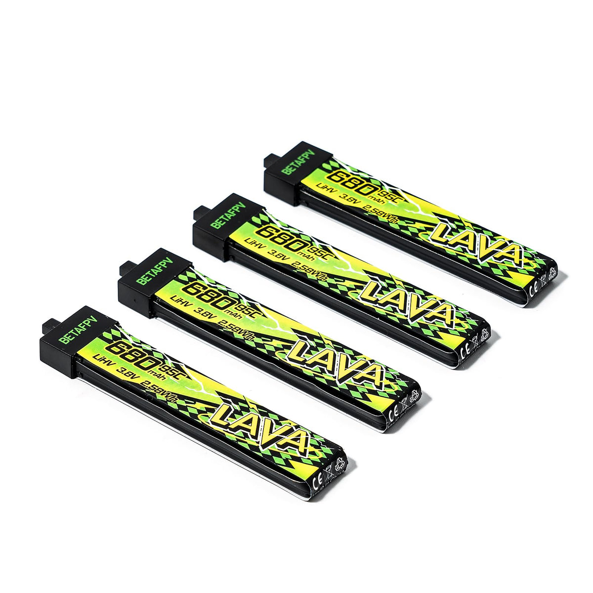 BETAFPV Lava II 680mAh battery pack ready for 1S micro drones, compact and capable.