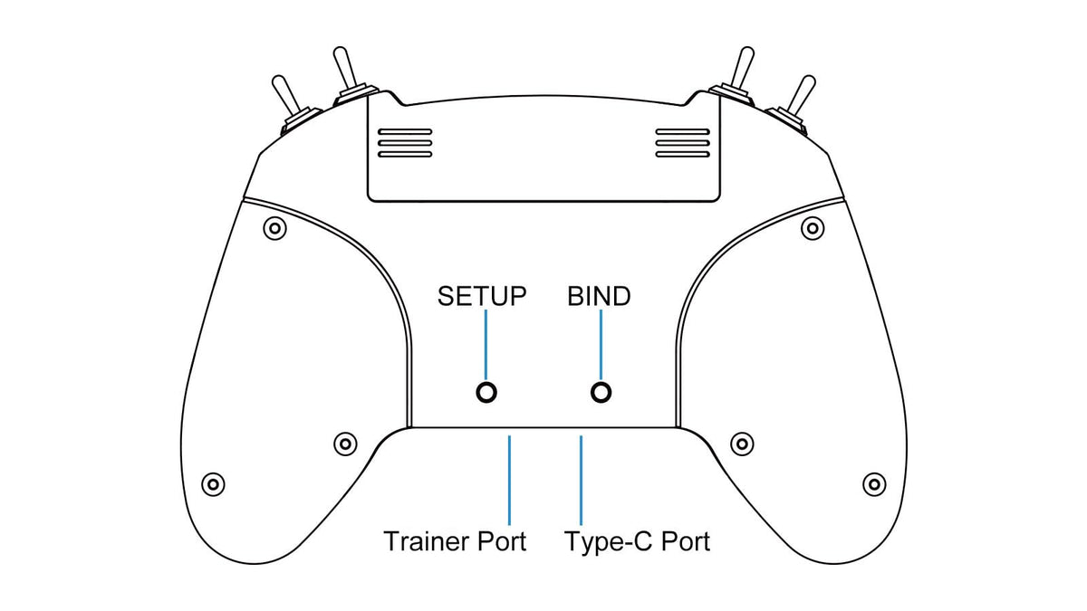 BETAFPV LiteRadio 2 SE USB-C port enabling convenient charging and data transfer.