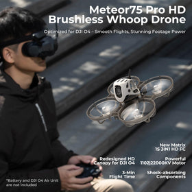 BETAFPV Meteor75 Pro matrix 3IN1 HD FC module shows integrated control for streamlined FPV setup