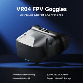 BETAFPV VR04 goggles side view highlighting compact design and glasses-friendly interior.