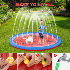 Betheaces splash pad highlighting BPA-free and phthalate-free safety features