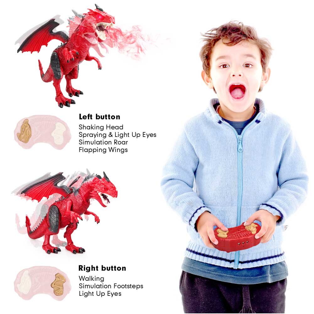 Betheaces red dragon remote roaring sound enhances playtime