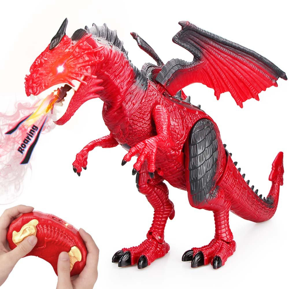 Betheaces red dragon remote with wings flap for energetic imaginative play