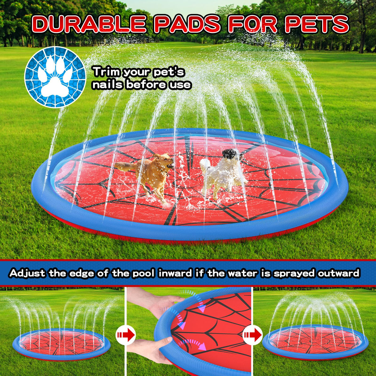 Betheaces splash pad's adjustable spray height adds variety to heat-filled afternoons.