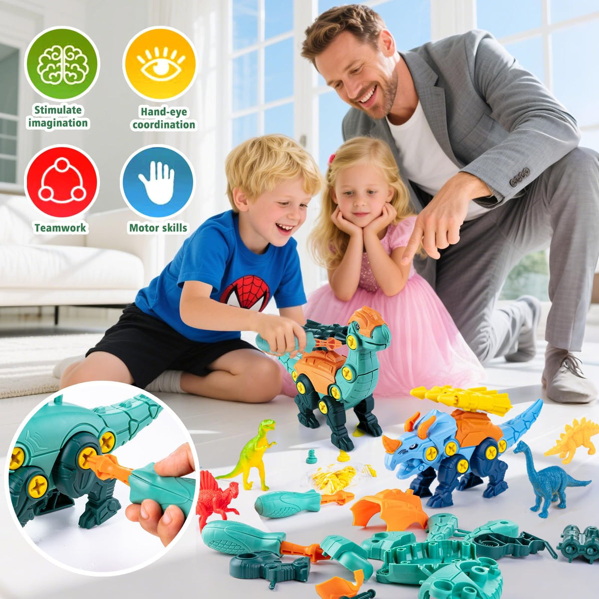 BETLYS Dinosaur 360-degree launcher highlights independent action for exciting battles.