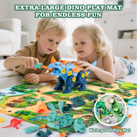 BETLYS Dinosaur play mat shows large space for group Jurassic adventures.