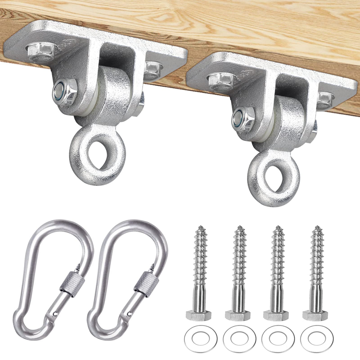 BETOOLL swing hanger mounted on a wood beam for outdoor use.