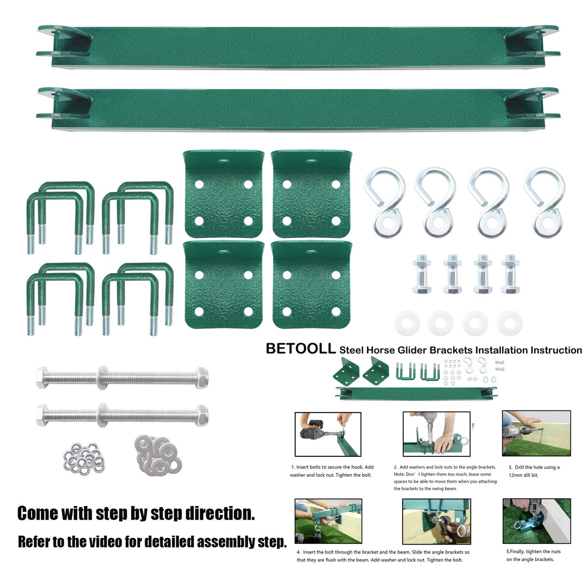Betooll glider swing brackets installation view for quick setup