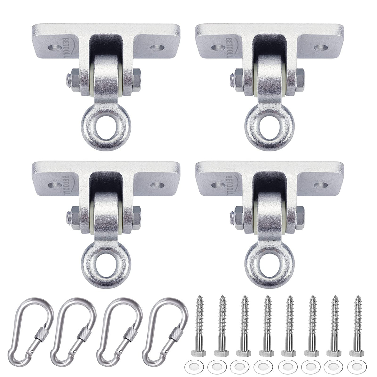 BETOOLL heavy-duty swing hangers set of 4 for indoor or outdoor use with quiet operation.