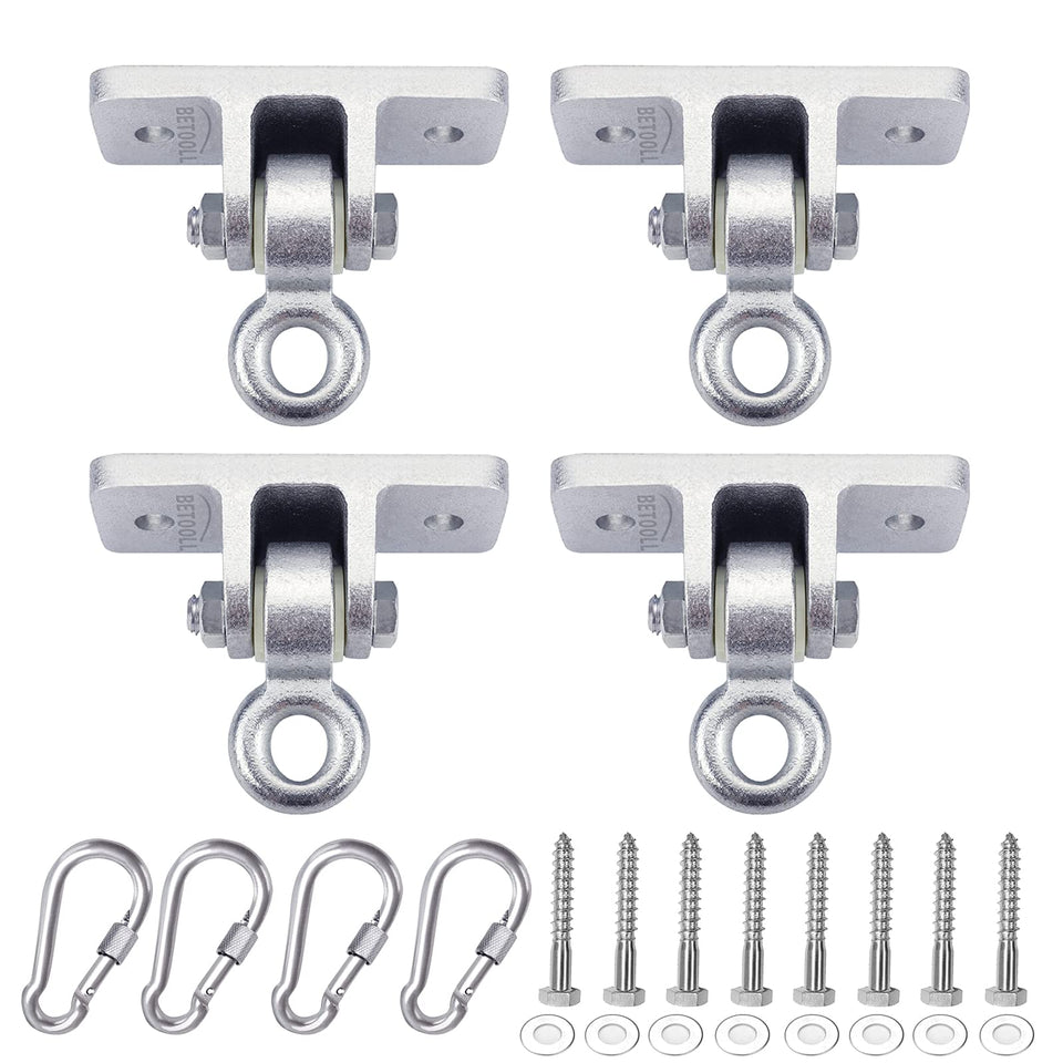 BETOOLL heavy-duty swing hangers set of 4 for indoor or outdoor use with quiet operation.