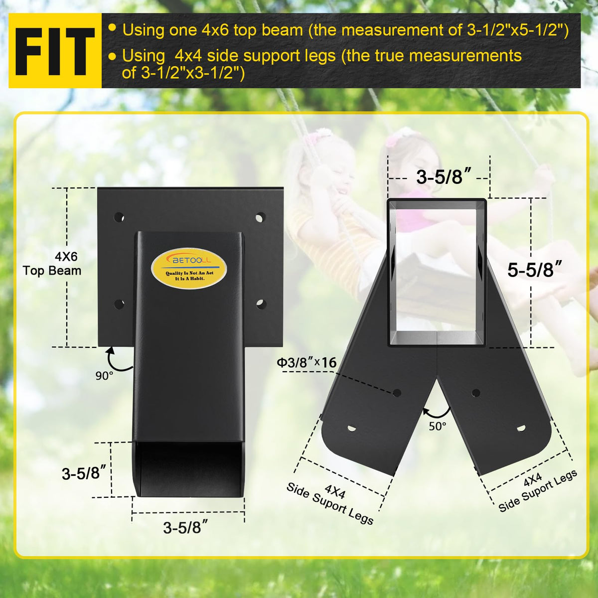 BETOOLL installation kit included showing clean hardware for quick, sturdy assembly