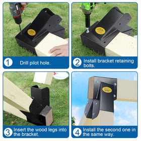 BETOOLL 4x4 legs secured in brackets for stable swing foundations.