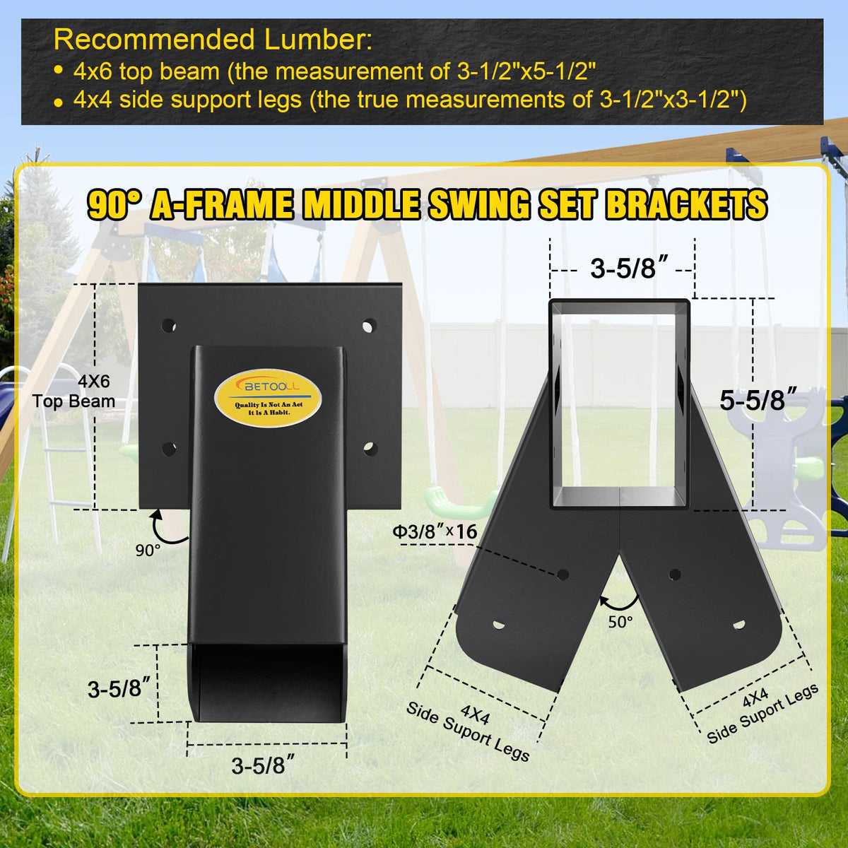 BETOOLL middle bracket in action supports center connection for safer swings