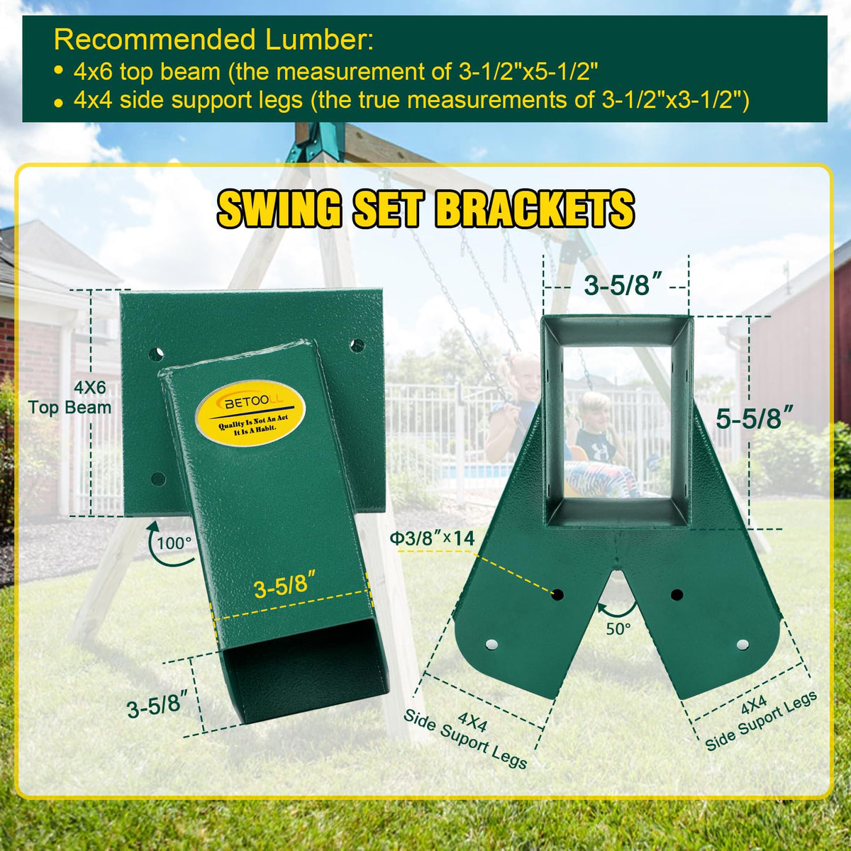 BETOOLL middle swing bracket ensures balanced outdoor frame.
