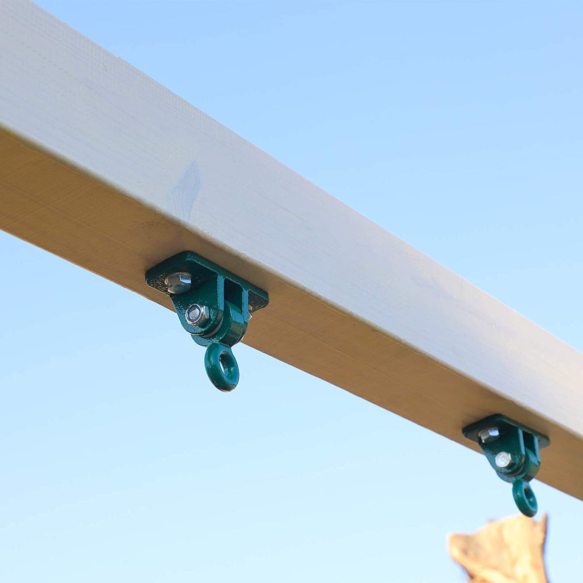 BETOOLL swing hanger mounted on wood beam for smooth quiet ride