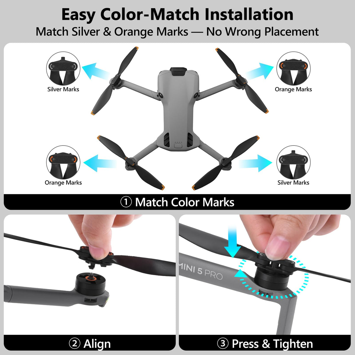 Betschkim DJI Mini 5 Pro propellers—quick-release design for fast field swaps.